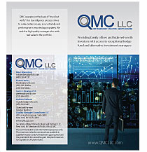 Mailer size brochure for a hedge fund marketing firm